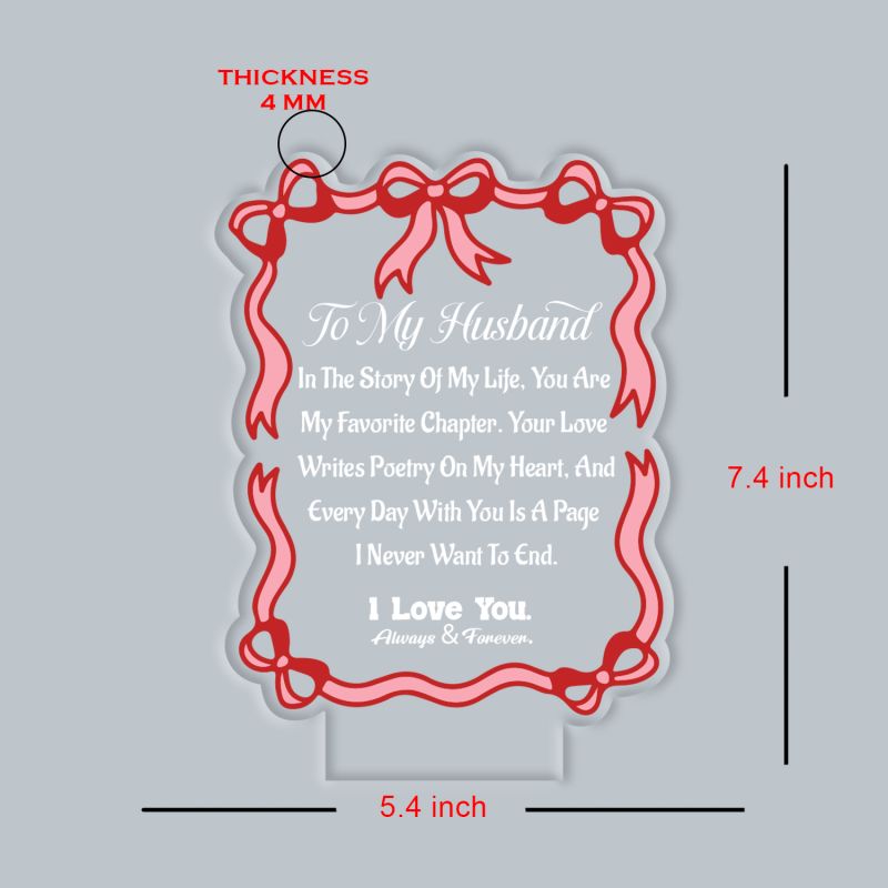 Acrylic Led Lamp Romantic Gift for Couples | Warm White Light Gift Item for Wedding, Anniversary, Birthday & Valentine's Day (to My Husband Gift)